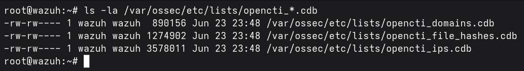 Wazuh manager: compiled CDB files for OpenCTI indicators after manager restart